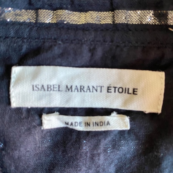 Isabel Marant Etoile Samson black and silver striped button front top Size 40 - Picture 8 of 11